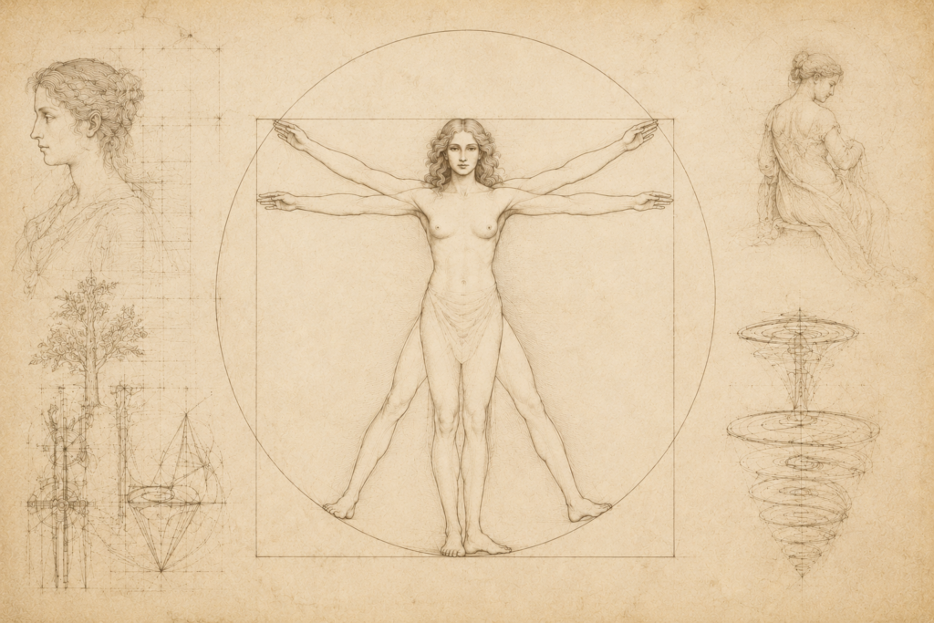 kabbalistic astrology reading woman vitruvian map